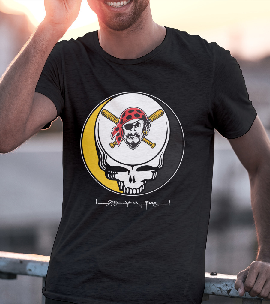 Grateful Dead Steal Your Face Pittsburgh Pirates Skull T-Shirt