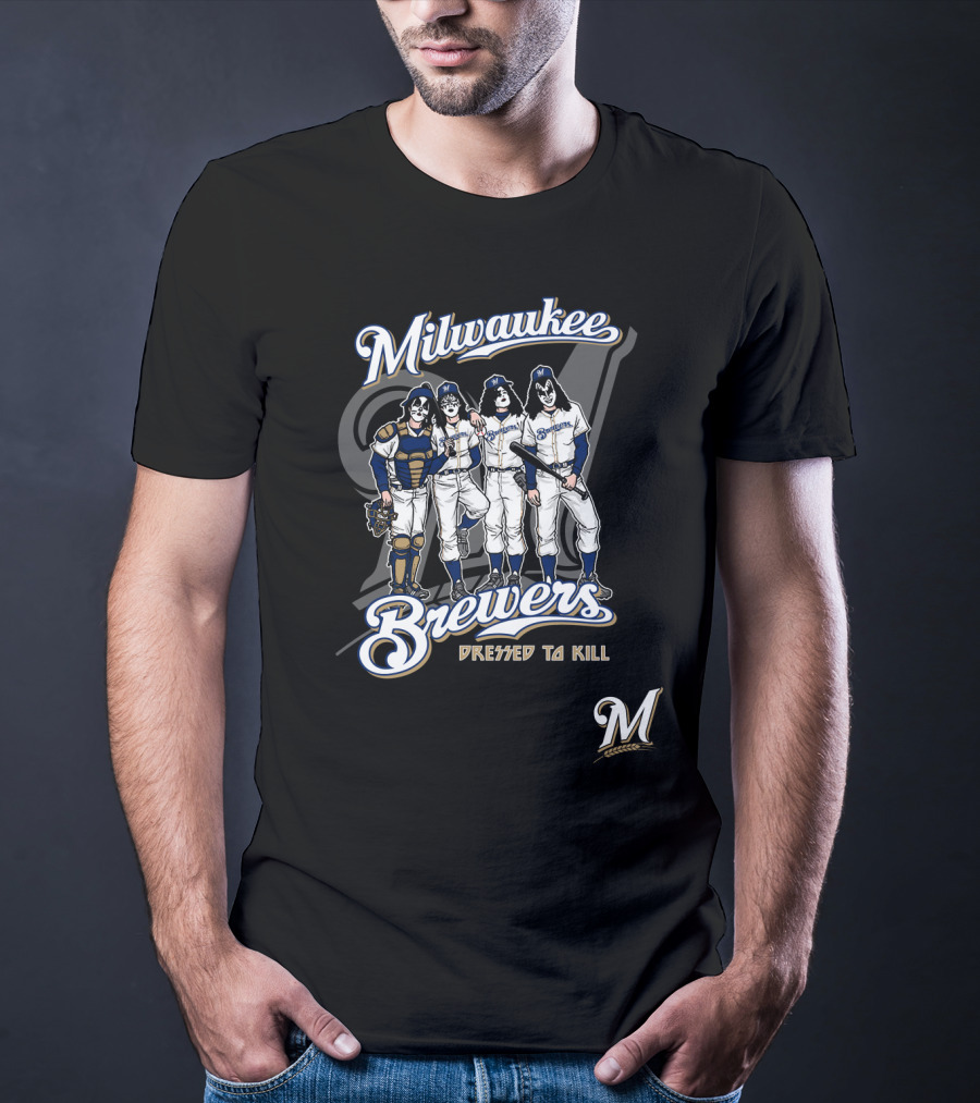 Milwaukee Brewers KISS Dressed To Kill Band Crossover T-Shirt