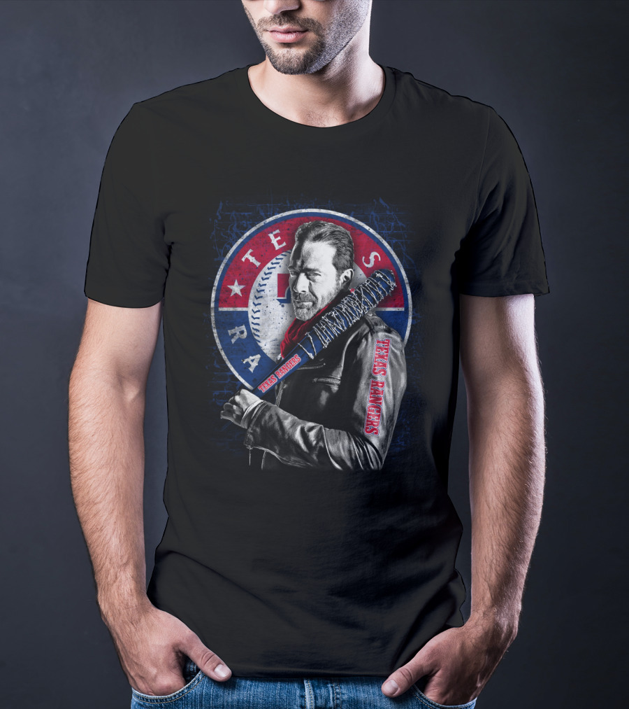 Texas Rangers Baseball Fan Art With Baseball Bat And Jacket T-Shirt