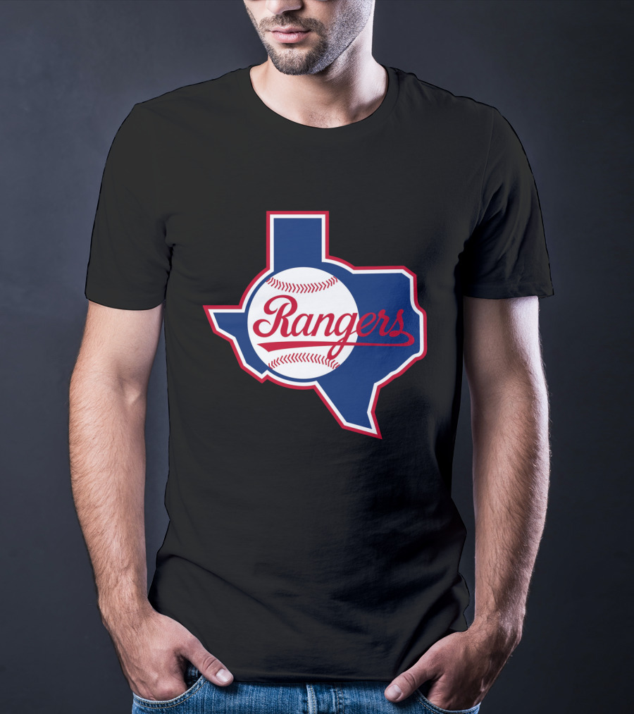 Texas Rangers Vintage Logo Texas Outline Baseball T-Shirt