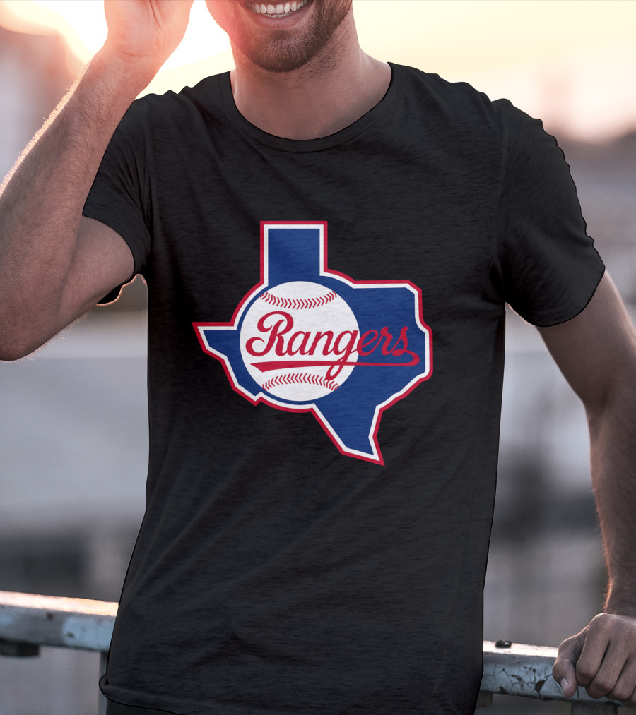 Texas Rangers Vintage Logo Texas Outline Baseball T-Shirt