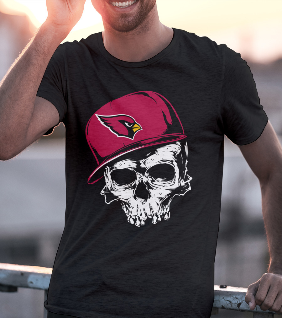 Arizona Cardinals Skull With Logo Cap T-Shirt