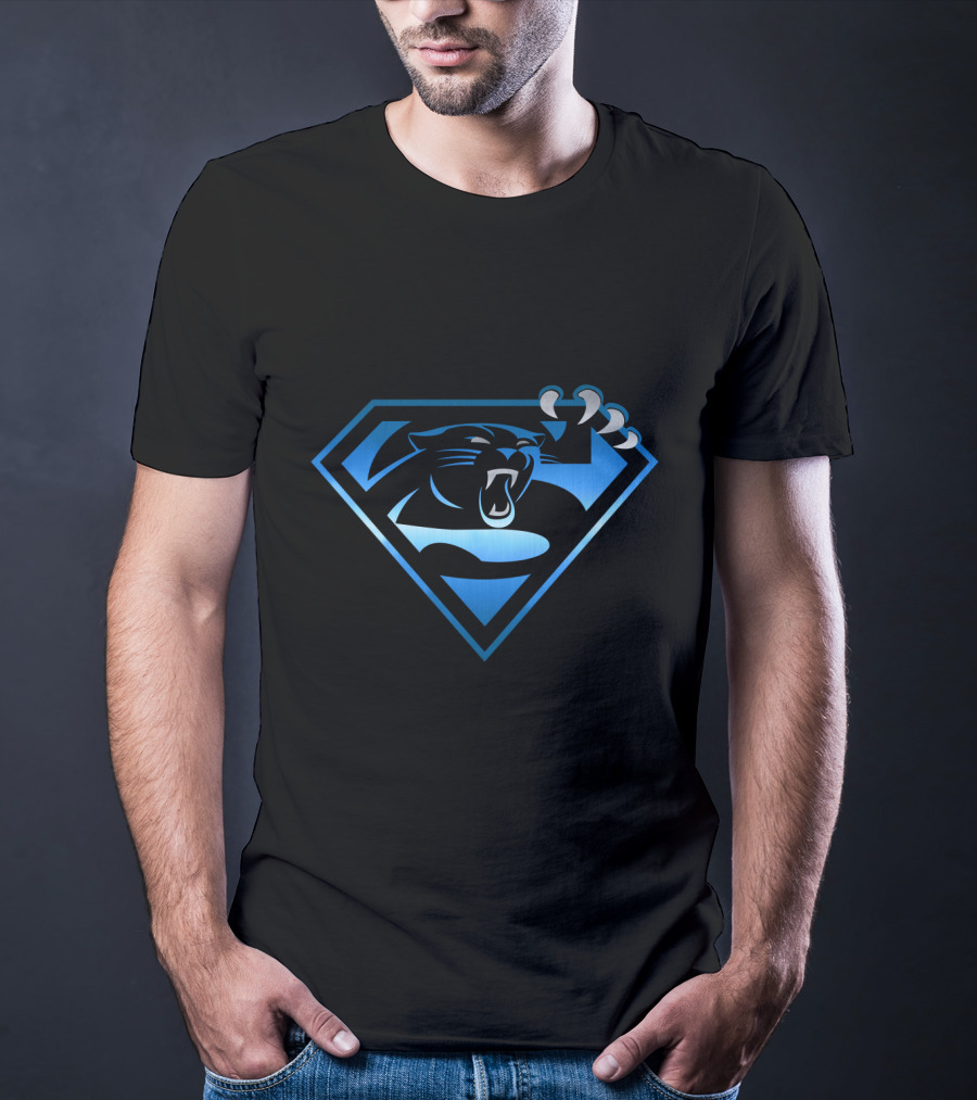 Carolina Panthers Superman Logo Combination T-Shirt