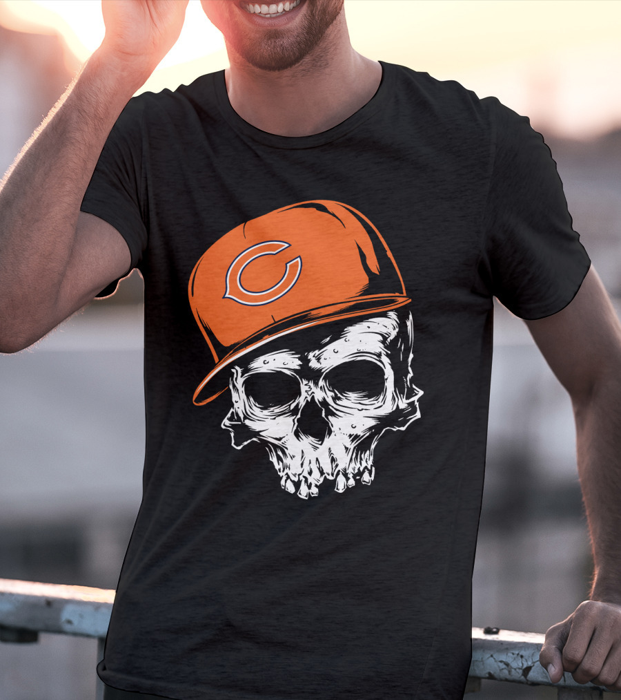 Chicago Bears Skull With Orange Cap T-Shirt