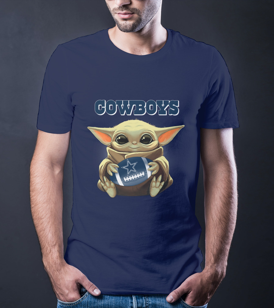 Cowboys Baby Yoda Holding Dallas Cowboys Football T-Shirt