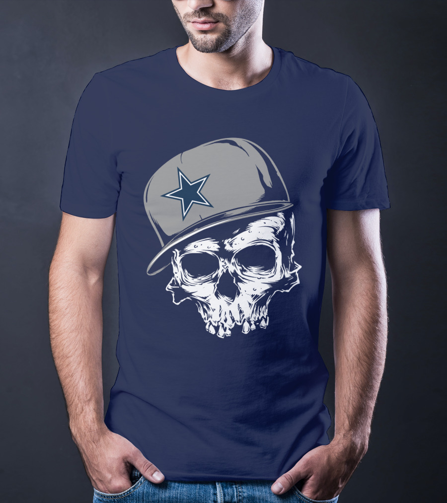 Dallas Cowboys Skull With Star Emblem Cap T-Shirt