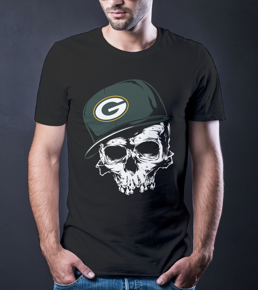 Green Bay Packers Skull Cap T-Shirt