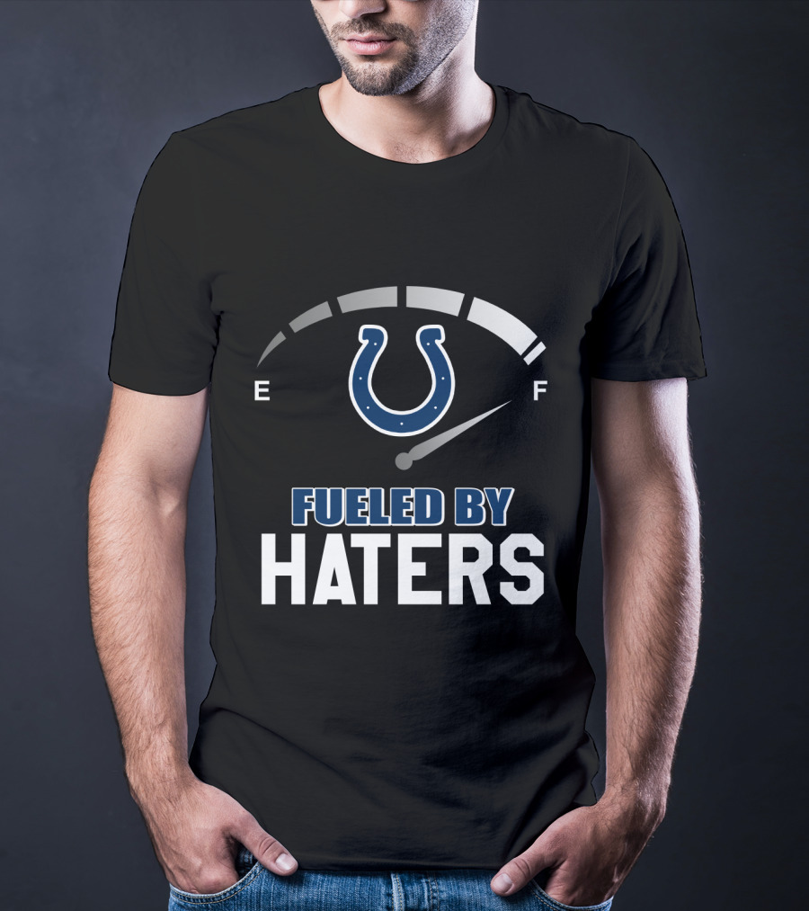 Indianapolis Colts Fueled By Haters Speedometer E F Horseshoe Symbol T-Shirt