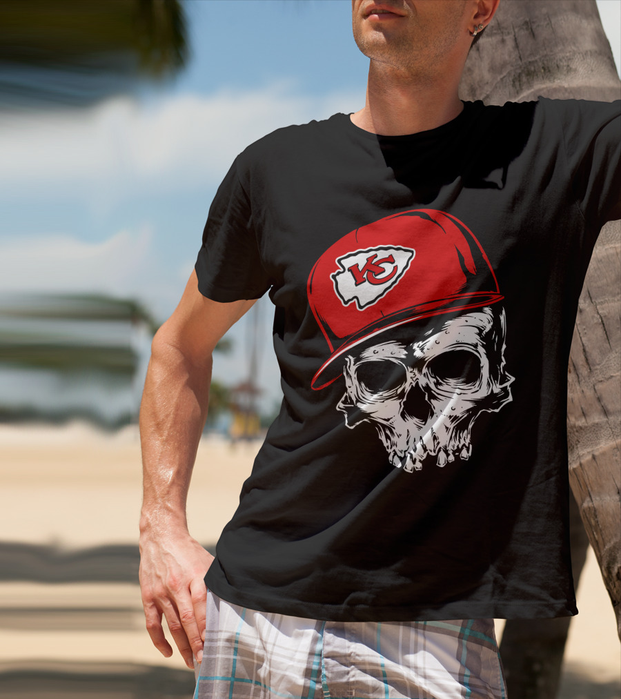 Kansas City Chiefs Skull With Red Cap T-Shirt