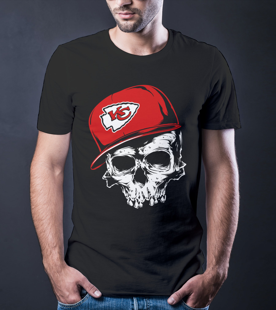 Kansas City Chiefs Skull With Red Cap T-Shirt