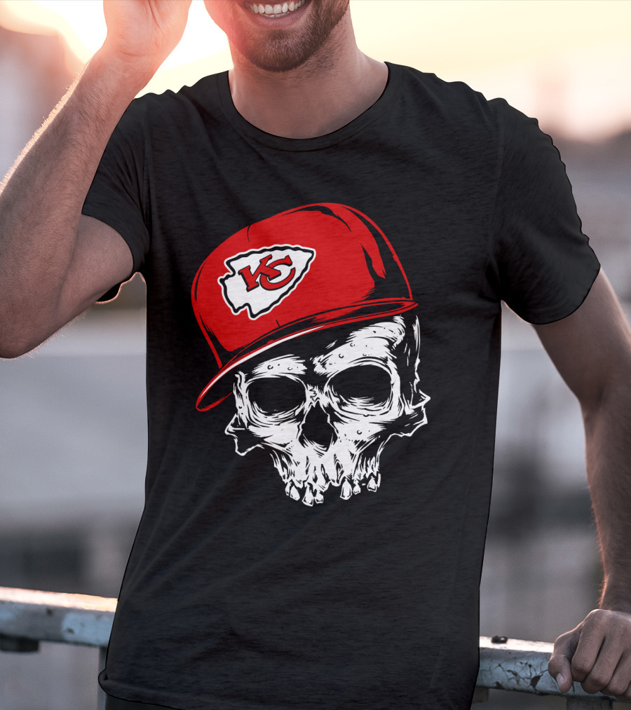 Kansas City Chiefs Skull With Red Cap T-Shirt