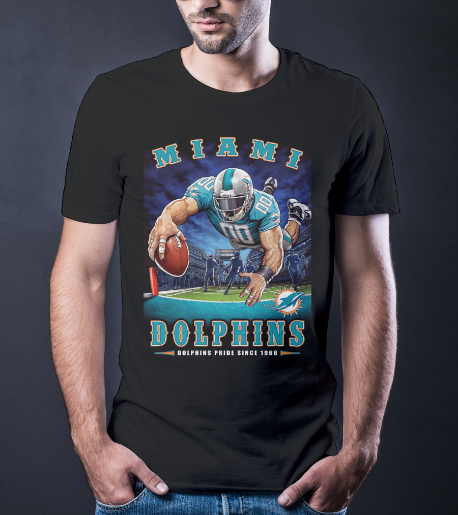 Miami Dolphins Pride Since 1966 Touchdown End Zone Nfl T-Shirt