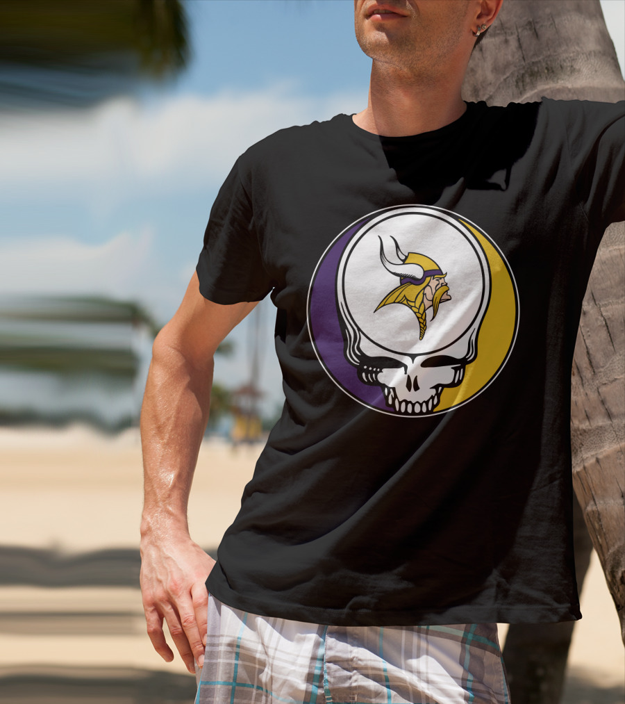 GRATEFUL DEAD Vikings Logo Skull Helmet T-Shirt