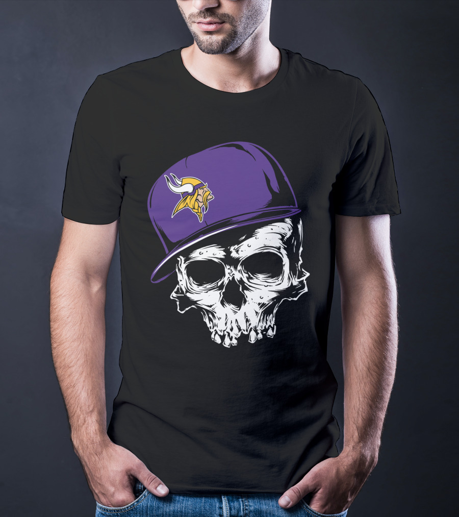Minnesota Vikings Skull Purple Hat T-Shirt