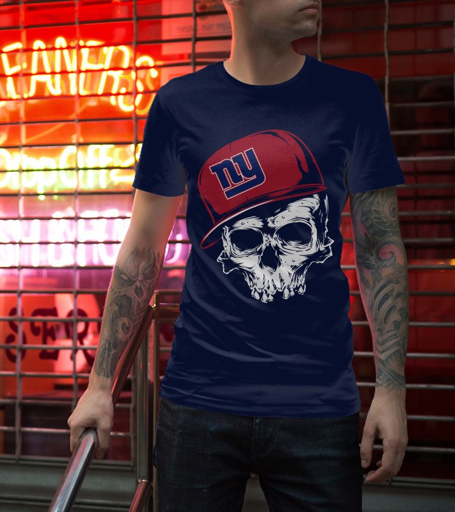 New York Giants Ny Skull Cap Red T-Shirt