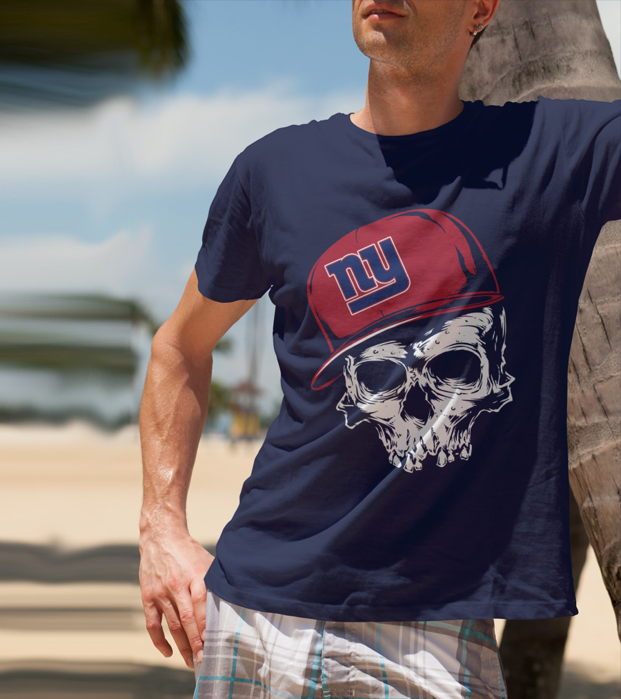 New York Giants Ny Skull Cap Red T-Shirt