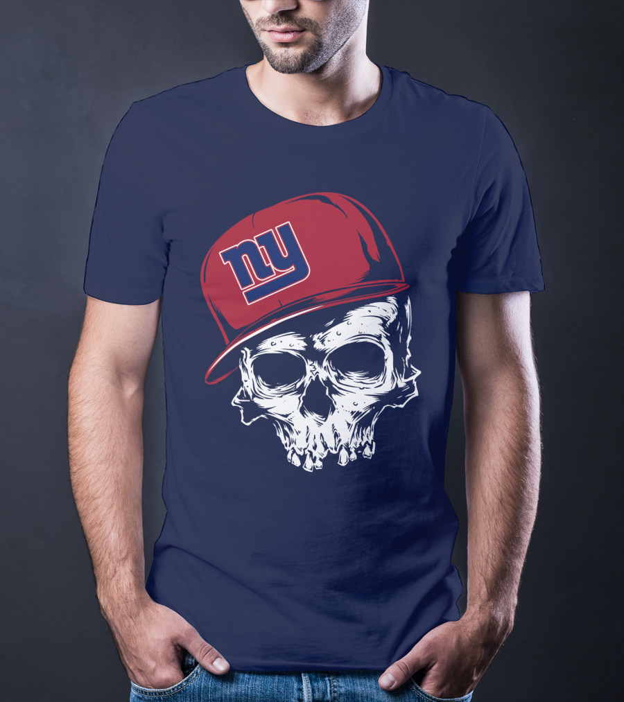 New York Giants Ny Skull Cap Red T-Shirt