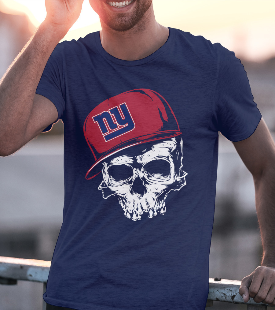 New York Giants Ny Skull Cap Red T-Shirt