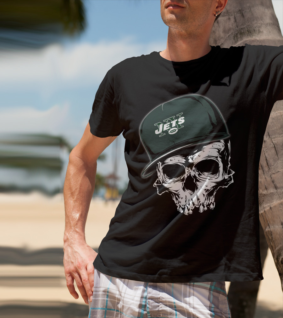 New York Jets Skull With Cap T-Shirt