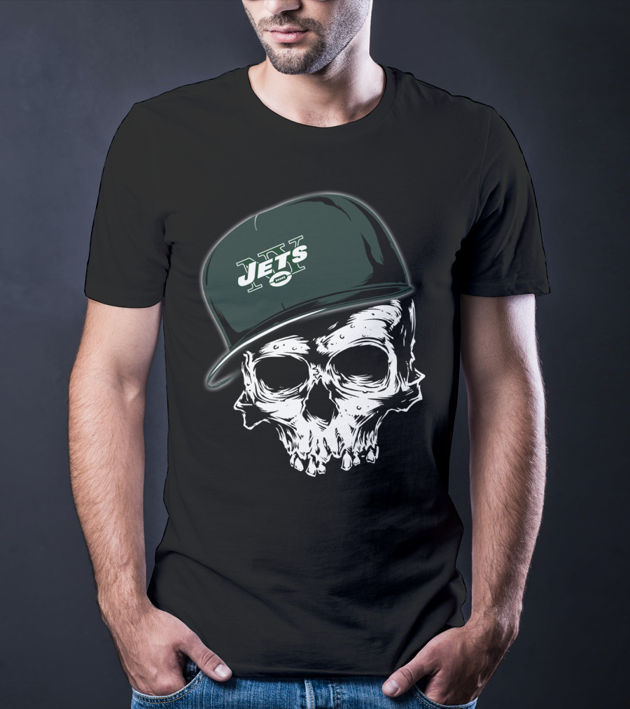 New York Jets Skull With Cap T-Shirt