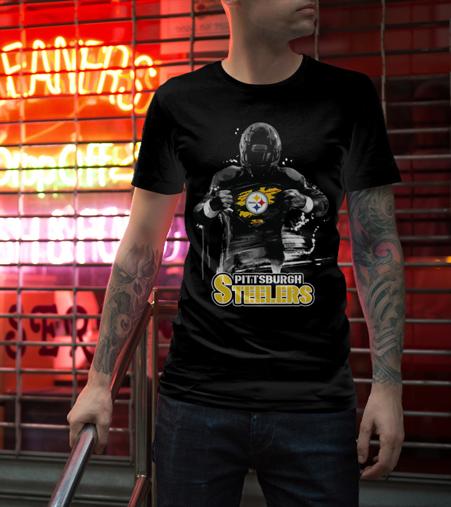 Pittsburgh Steelers Superhero Style Emblem Fan Pride T-Shirt