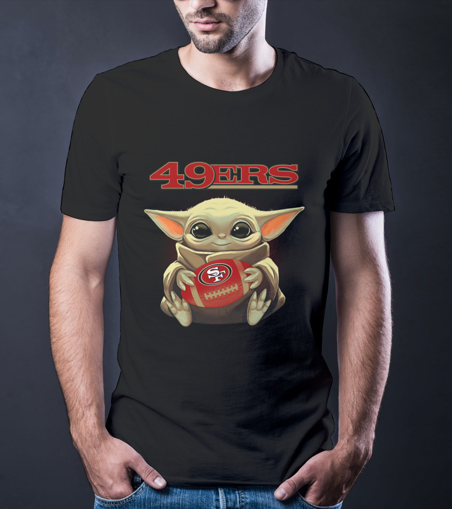 49ers Baby Yoda Holding Sf Football T-Shirt