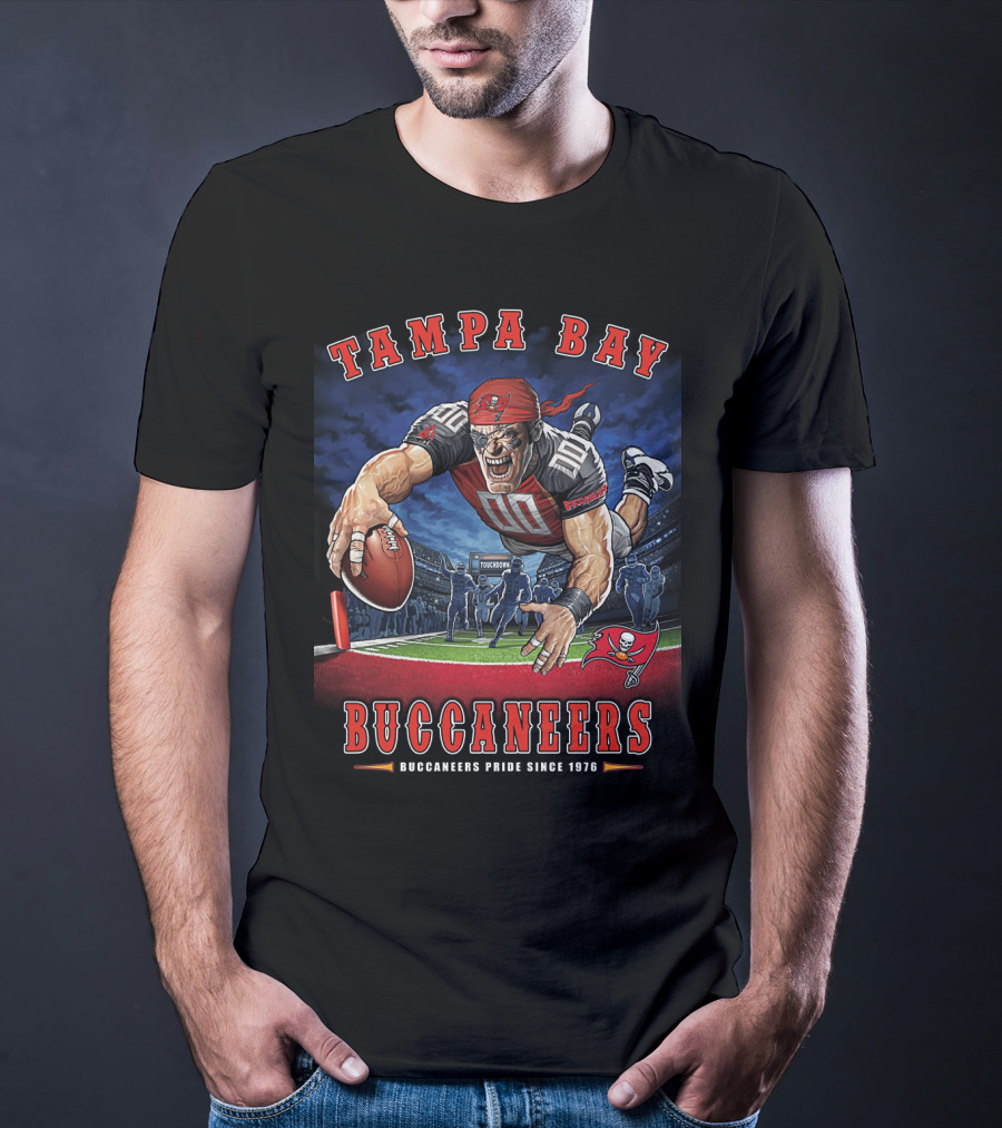 Tampa Bay Buccaneers Pride Since 1976 End Zone Football Action T-Shirt