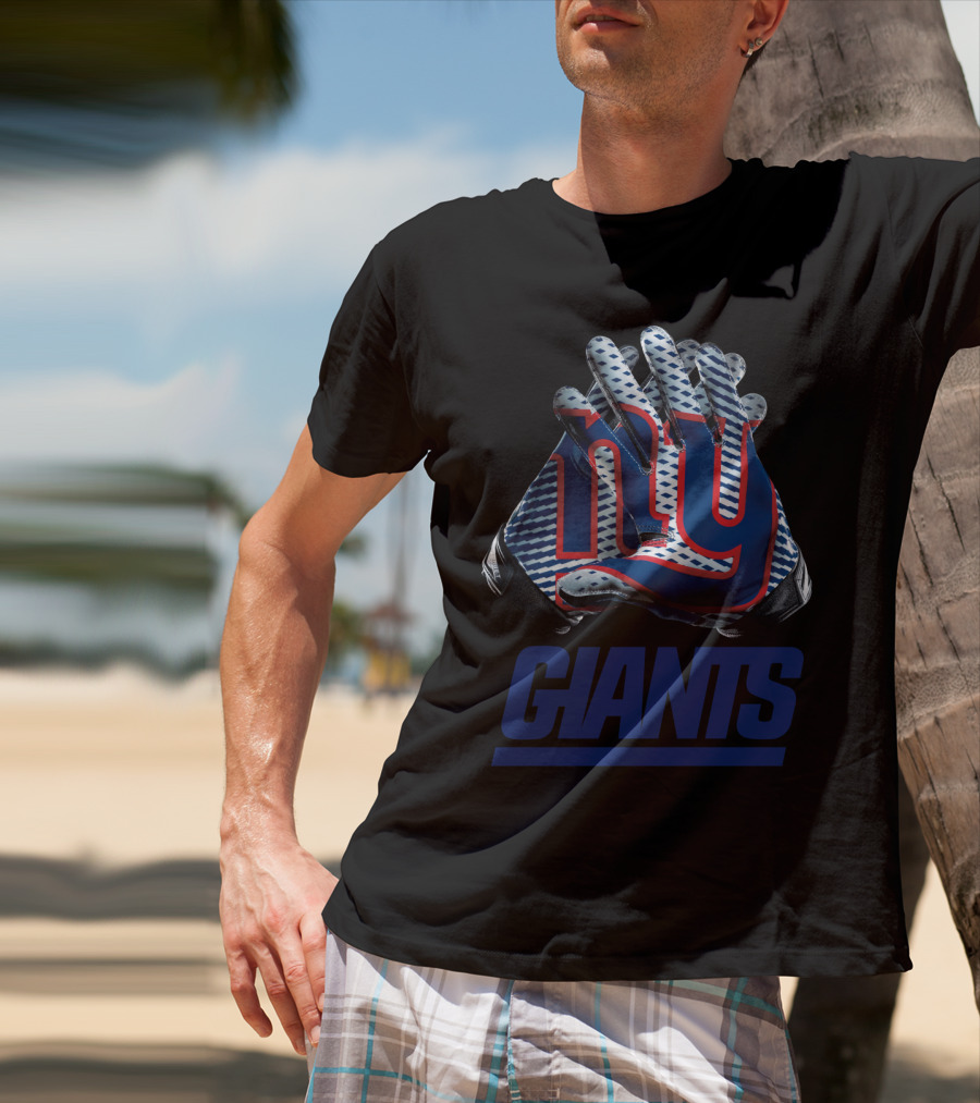 New York Giants Ny Logo Nfl Gloves T-Shirt