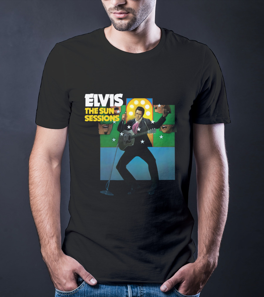 ELVIS The Sun Sessions Iconic Performance Imagery With Guitar And Microphone T-Shirt