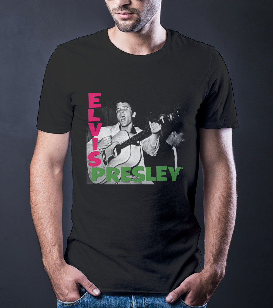 Elvis Presley Guitar Performance Iconic Vintage Image T-Shirt