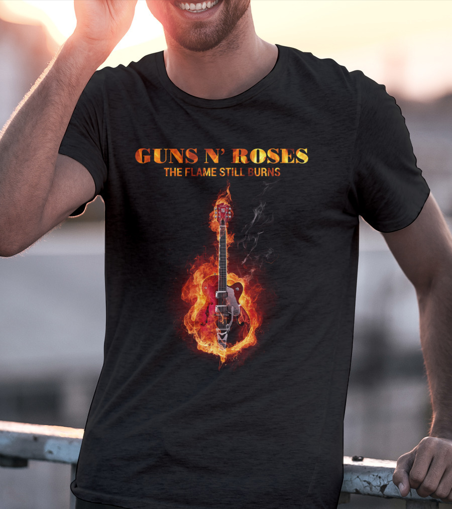 Guns N' Roses The Flame Still Burns Guitar Fire T-Shirt