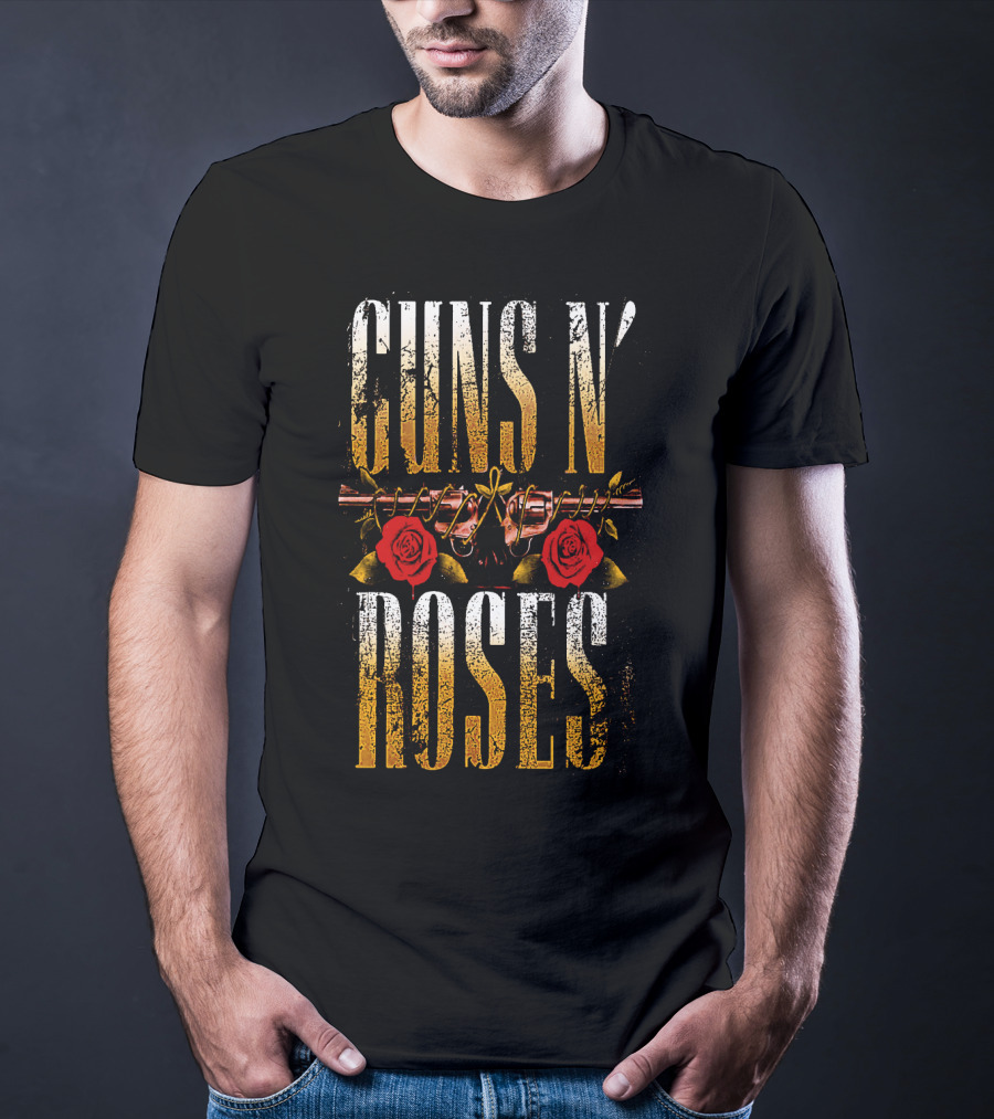 Guns N' Roses Dual Pistols With Red Roses T-Shirt