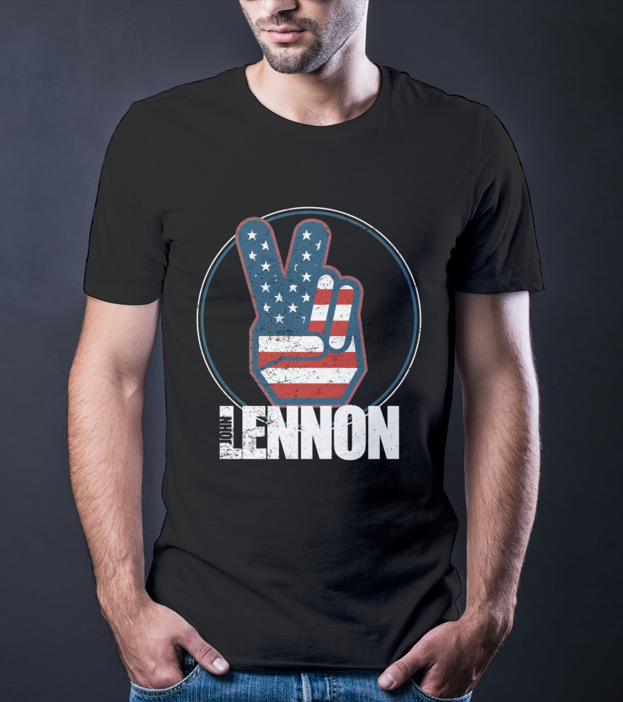 Jln John Lennon Peace Sign American Flag Style T-Shirt