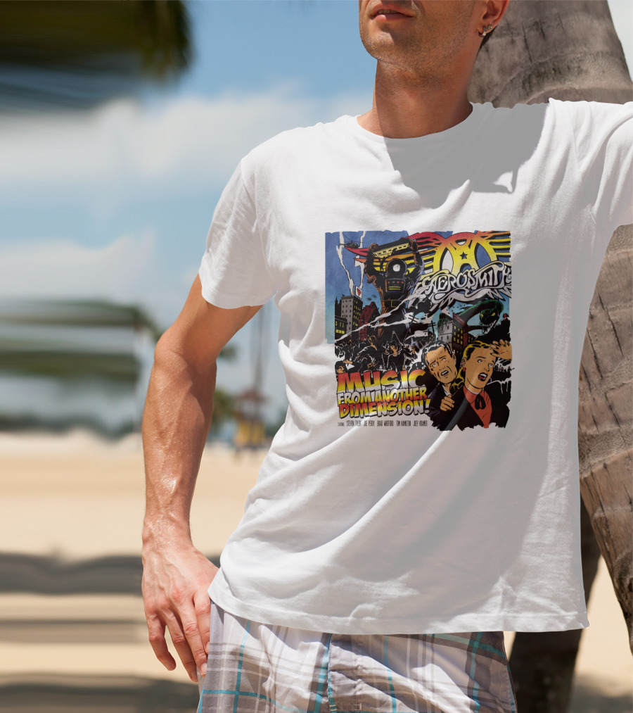 Aerosmith Music From Another Dimension Comic-Style Galactic Robot Skyline T-Shirt