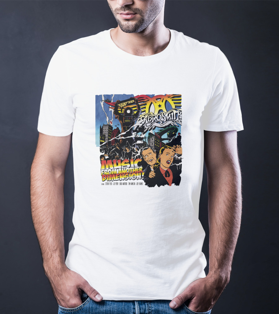 Aerosmith Music From Another Dimension Comic-Style Galactic Robot Skyline T-Shirt