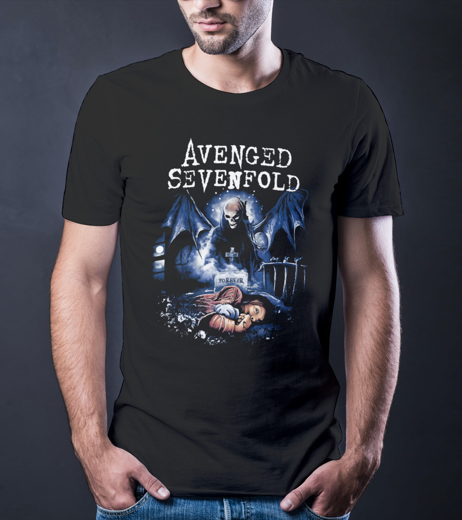 Avenged Sevenfold Forever Grim Reaper Wings Cemetery Scene T-Shirt