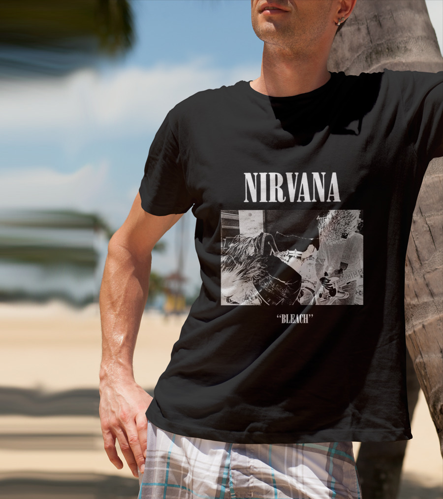 Nirvana Bleach Album Cover Black And White Negative T-Shirt