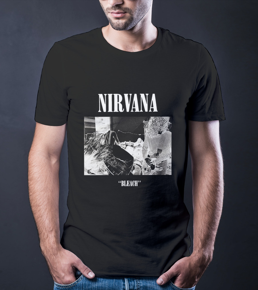 Nirvana Bleach Album Cover Black And White Negative T-Shirt