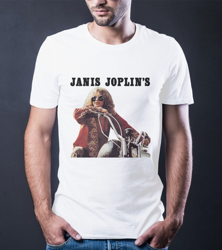 Janis Joplin's Iconic Motorcycle Pose T-Shirt