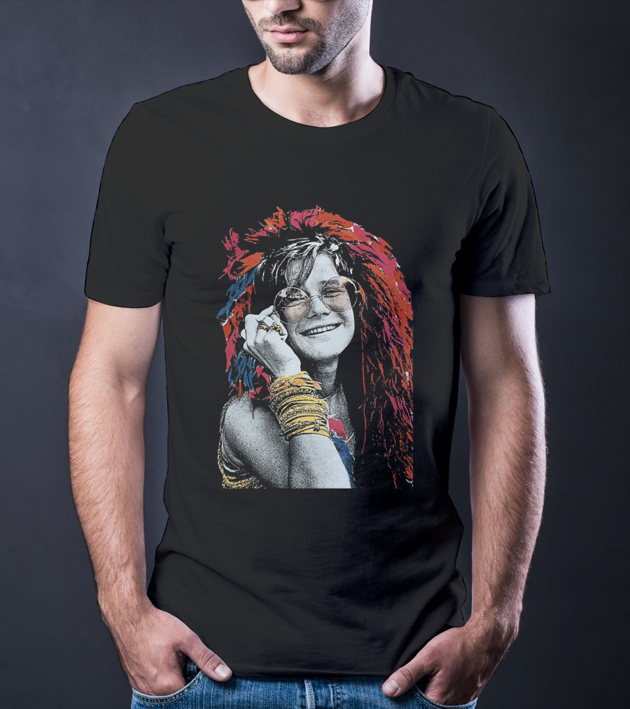 Jnjl 10 Iconic Smiling Portrait With Colorful Hair And Sunglasses T-Shirt