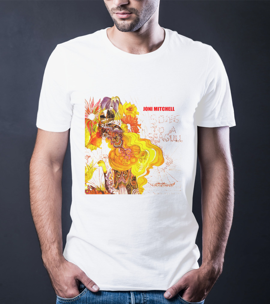Joni Mitchell Song To A Seagull Colorful Floral Artwork With Yellow Orange Accents T-Shirt