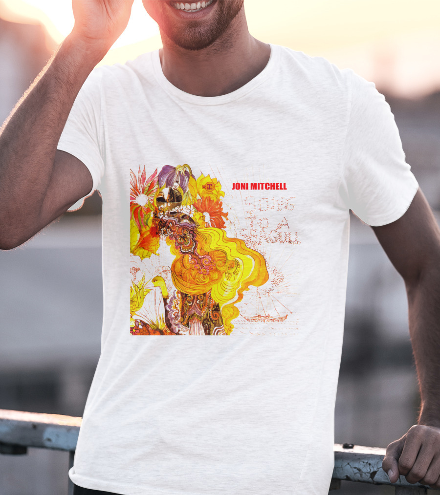 Joni Mitchell Song To A Seagull Colorful Floral Artwork With Yellow Orange Accents T-Shirt