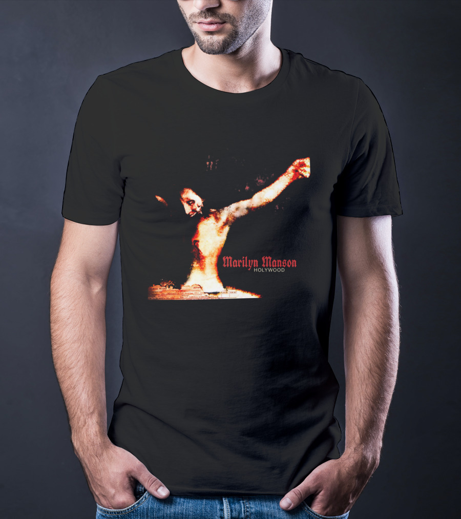 Marilyn Manson Holywood Crucifixion Imagery With MMS 04 Elements T-Shirt