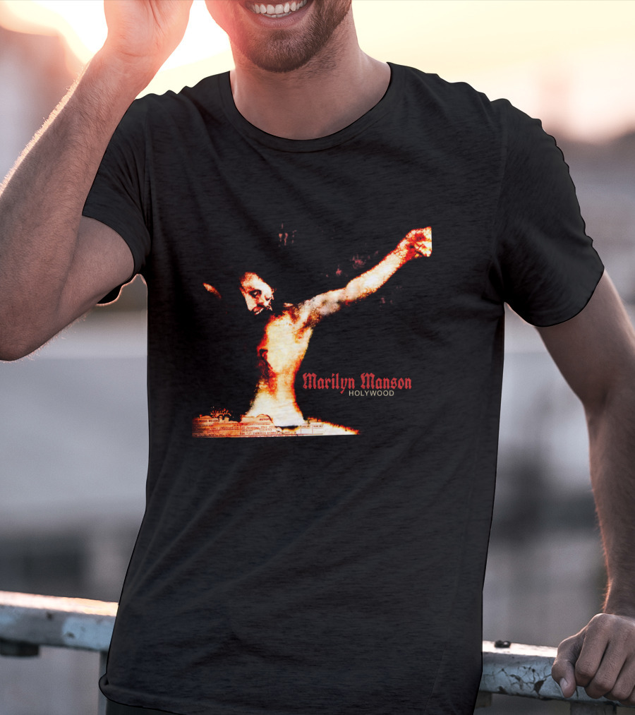 Marilyn Manson Holywood Crucifixion Imagery With MMS 04 Elements T-Shirt