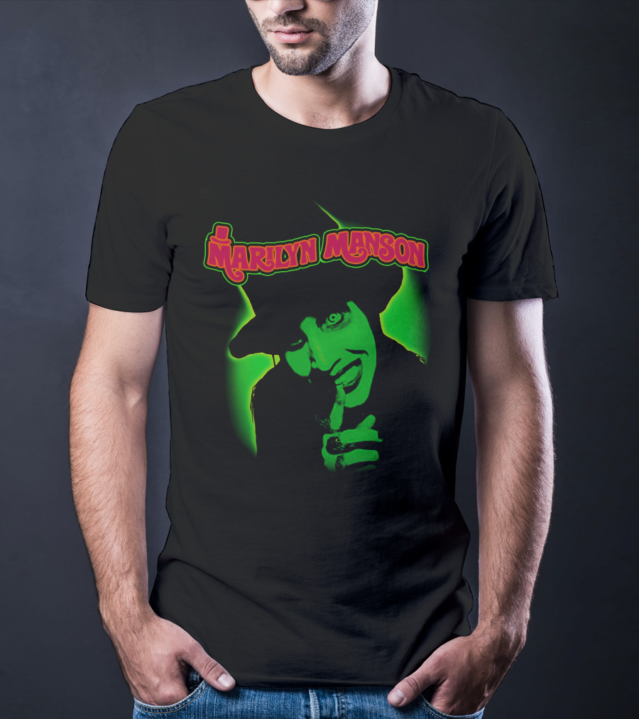 Marilyn Manson Green Gothic Portrait Mms T-Shirt