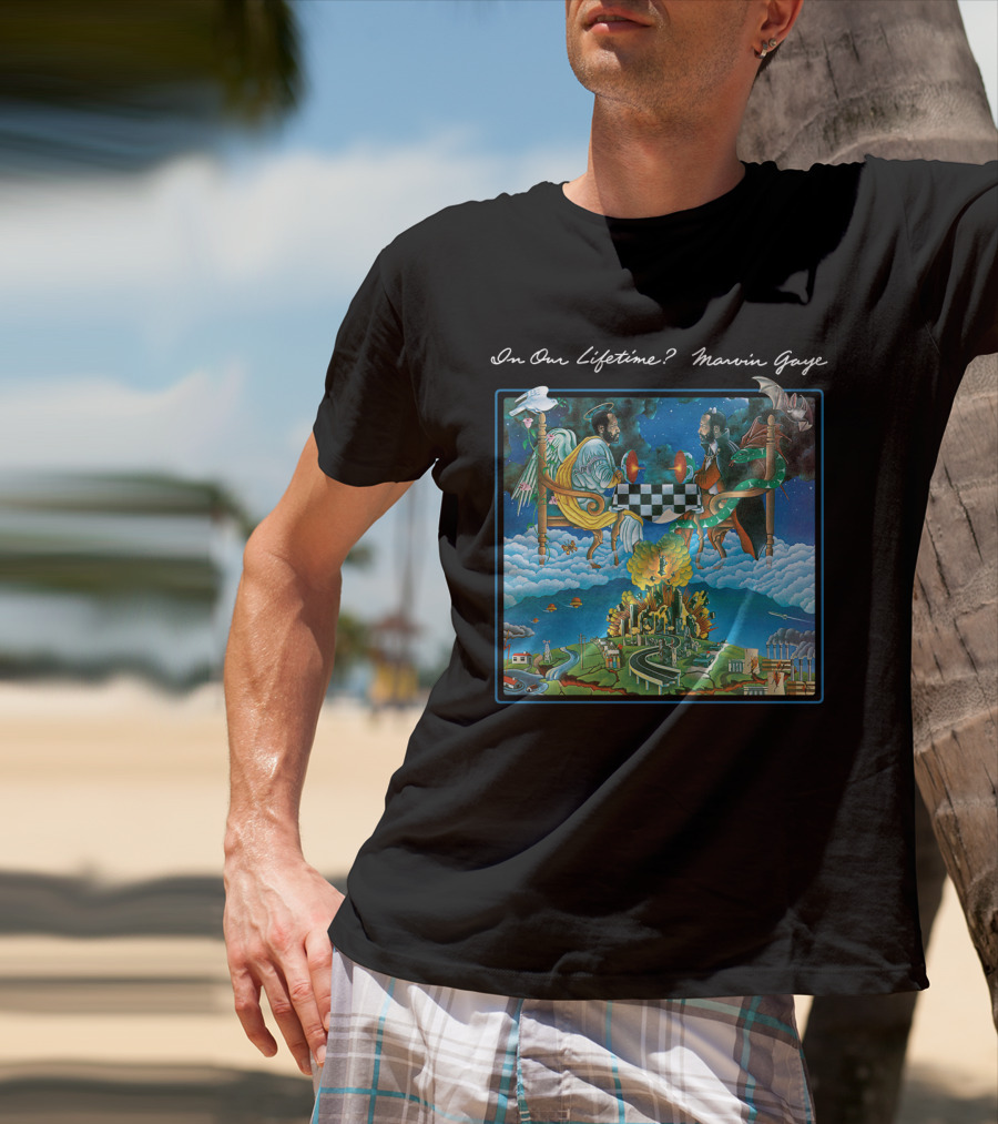 In Our Lifetime? Marvin Gaye Album Checkerboard Angels Earth Journey T-Shirt