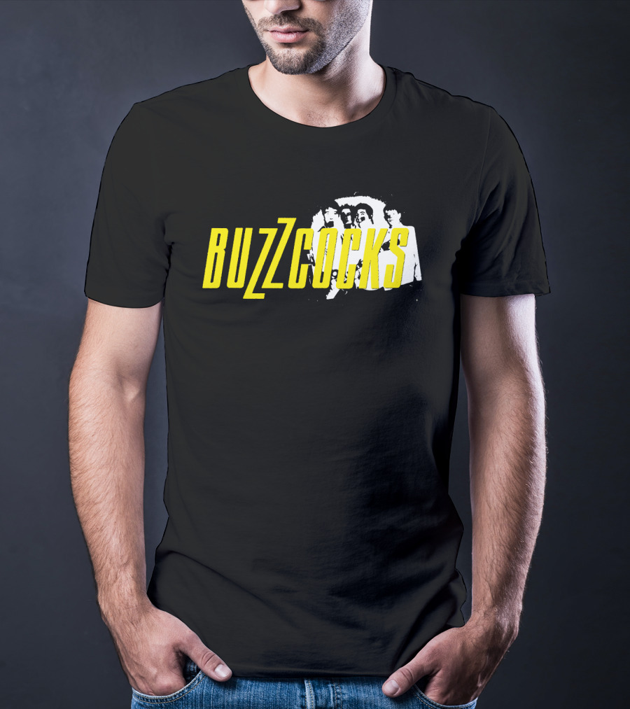 BUZZCOCKS Yellow Logo With Band Photo T-Shirt