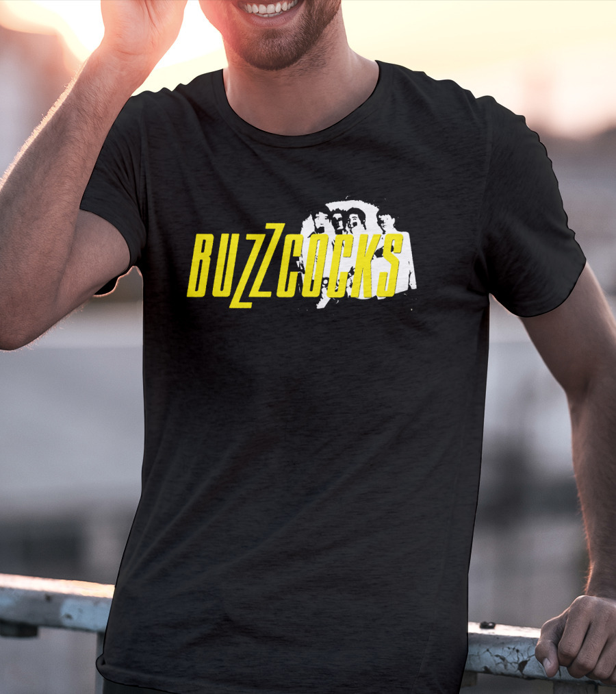 BUZZCOCKS Yellow Logo With Band Photo T-Shirt