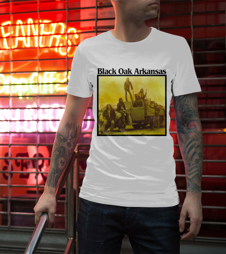 Black Oak Arkansas Band Vintage Yellow Truck Scene T-Shirt