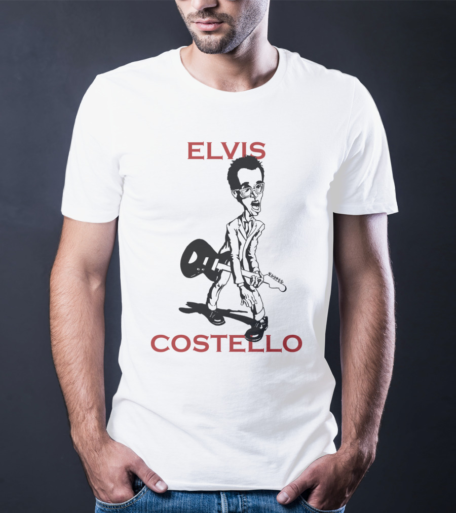 Elvis Costello Caricature With Guitar T-Shirt